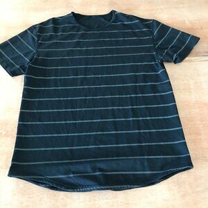 Bylt Athletic Shirt Men XL Black Gray Striped Crew Neck Short Sleeve Athleisure